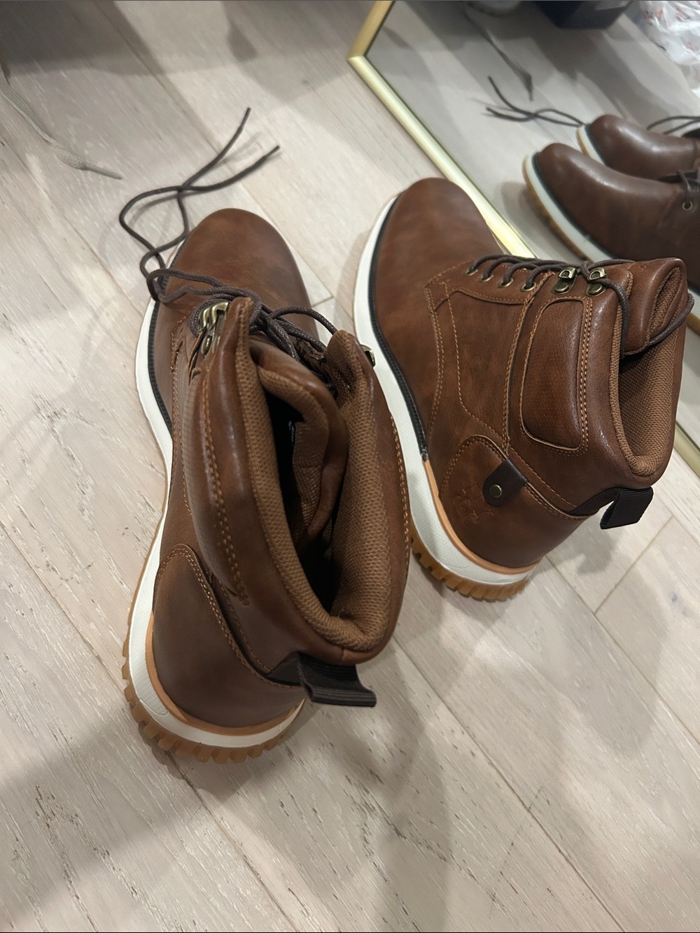 New York & Company Men's Brown Lace-Up Work Boots - Picture 5 of 5
